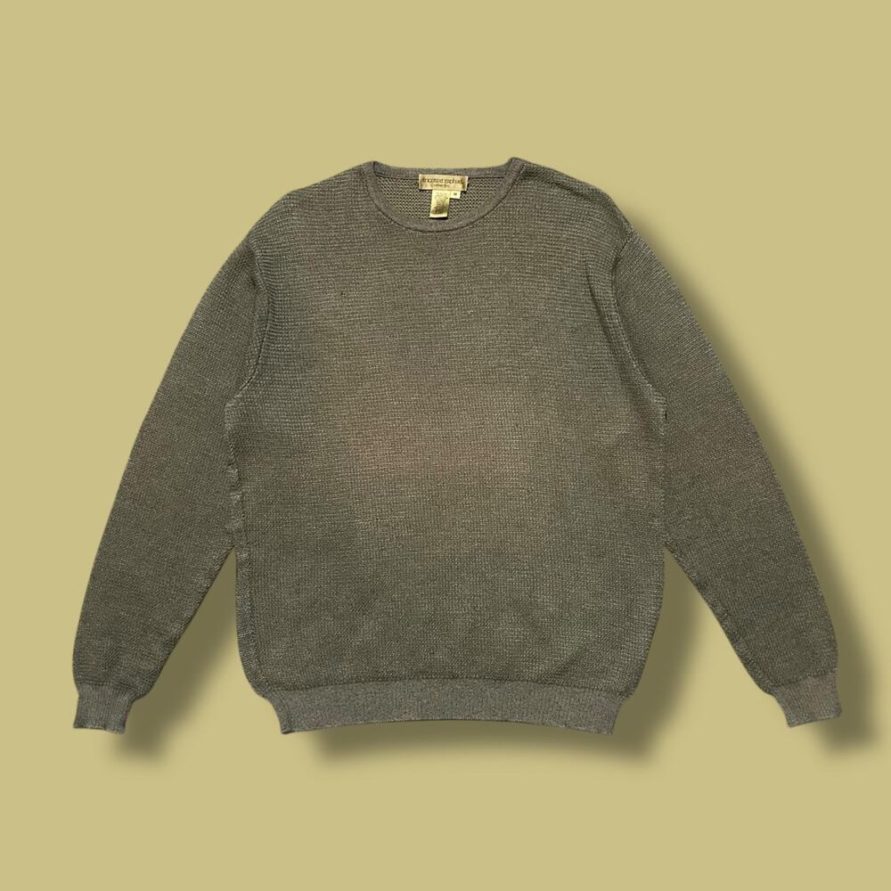 Tricots St Raphael Sweater Pima Cotton Crewneck Pullover y2k Brown Medium